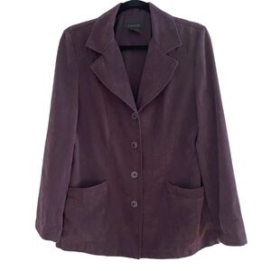 Vintage À la Une Soft Faux Suede Like Classic Blazer w/ Pockets